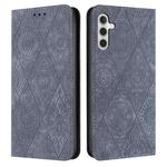 For Samsung Galaxy A56 5G Ethnic Embossed Adsorption Leather Phone Case(Grey)