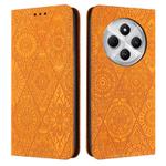 For Redmi A4 5G Ethnic Embossed Adsorption Leather Phone Case(Yellow)