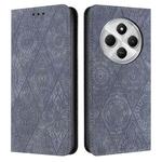 For Redmi A4 5G Ethnic Embossed Adsorption Leather Phone Case(Grey)