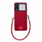 For Huawei nova Flip Comfortable Short Plush Full Coverage Phone Case with Wrist Strap(Red)