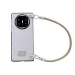 For Huawei Mate X5 Comfortable Short Plush Full Coverage Phone Case with Wrist Strap(White)