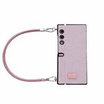 For Honor V Purse Comfortable Short Plush Full Coverage Phone Case with Wrist Strap(Pink)