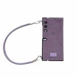 For Honor V Purse Comfortable Short Plush Full Coverage Phone Case with Wrist Strap(Purple)