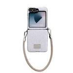 For Samsung Galaxy Z Flip5 Comfortable Short Plush Full Coverage Phone Case with Wrist Strap(White)