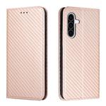 For Samsung Galaxy A26 5G Carbon Fiber Texture Magnetic Flip Leather Phone Case(Rose Gold)