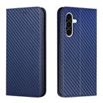 For Samsung Galaxy A36 5G Carbon Fiber Texture Magnetic Flip Leather Phone Case(Blue)