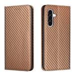 For Samsung Galaxy A36 5G Carbon Fiber Texture Magnetic Flip Leather Phone Case(Brown)