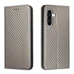 For Samsung Galaxy A36 5G Carbon Fiber Texture Magnetic Flip Leather Phone Case(Grey)