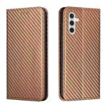 For Samsung Galaxy S25+ 5G Carbon Fiber Texture Magnetic Flip Leather Phone Case(Brown)