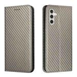 For Samsung Galaxy S25+ 5G Carbon Fiber Texture Magnetic Flip Leather Phone Case(Grey)