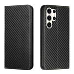 For Samsung Galaxy S25 Ultra 5G Carbon Fiber Texture Magnetic Flip Leather Phone Case(Black)