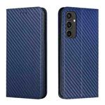 For Samsung Galaxy S24 FE 5G Carbon Fiber Texture Magnetic Flip Leather Phone Case(Blue)