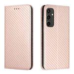 For Samsung Galaxy S24 FE 5G Carbon Fiber Texture Magnetic Flip Leather Phone Case(Rose Gold)