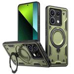 For Redmi Note 13 Pro 5G PC Hybrid TPU Armor MagSafe Ring Holder Phone Case(Olive Green)