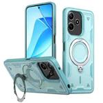 For Redmi 12 5G PC Hybrid TPU Armor MagSafe Ring Holder Phone Case(Light Blue)