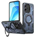 For Redmi 12 5G PC Hybrid TPU Armor MagSafe Ring Holder Phone Case(Blue)
