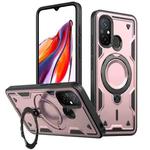 For Redmi 12C 4G PC Hybrid TPU Armor MagSafe Ring Holder Phone Case(Rose Gold)