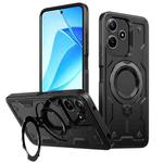 For Redmi 13 4G / 5G / Note 13R PC Hybrid TPU Armor MagSafe Ring Holder Phone Case(Black)