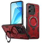For Redmi 13 4G / 5G / Note 13R PC Hybrid TPU Armor MagSafe Ring Holder Phone Case(Red)