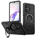 For Redmi 13C 5G PC Hybrid TPU Armor MagSafe Ring Holder Phone Case(Black)