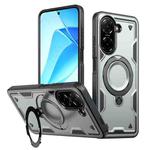 For Redmi A5 4G 171.7mm / Poco C71 PC Hybrid TPU Armor MagSafe Ring Holder Phone Case(Grey)