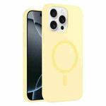 For iPhone 16 Pro Max Pure Color Liquid Silicone MagSafe Phone Case(Cream Yellow)