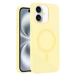 For iPhone 16 Pure Color Liquid Silicone MagSafe Phone Case(Cream Yellow)