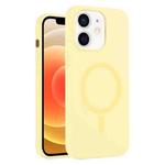 For iPhone 12 Pure Color Liquid Silicone MagSafe Phone Case(Cream Yellow)