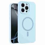 For iPhone 16 Pro Fine Hole Pure Color Liquid Silicone MagSafe Phone Case(Sierra Blue)