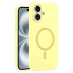 For iPhone 16 Fine Hole Pure Color Liquid Silicone MagSafe Phone Case(Cream Yellow)