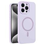 For iPhone 15 Pro Fine Hole Pure Color Liquid Silicone MagSafe Phone Case(Lilac)