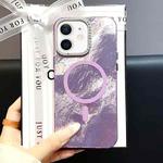 For iPhone 11 Tinfoil Texture MagSafe PC Phone Case(Purple)