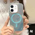 For iPhone 12 Tinfoil Texture MagSafe PC Phone Case(Blue)