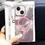 For iPhone 13 Tinfoil Texture MagSafe PC Phone Case(Pink)