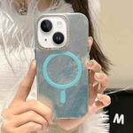 For iPhone 13 Tinfoil Texture MagSafe PC Phone Case(Blue)