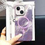 For iPhone 15 Tinfoil Texture MagSafe PC Phone Case(Purple)