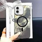 For iPhone 16 Plus Tinfoil Texture MagSafe PC Phone Case(Black)