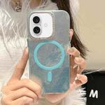 For iPhone 16 Plus Tinfoil Texture MagSafe PC Phone Case(Blue)