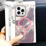 For iPhone 16 Pro Max Tinfoil Texture MagSafe PC Phone Case(Pink)