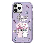 For iPhone 11 Pro Max Simple Illustration Pattern Full Coverage Phone Case(Rabbit B)