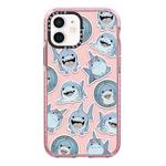 For iPhone 12 Simple Illustration Pattern Full Coverage Phone Case(Smiling Shark B)