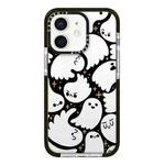 For iPhone 12 Simple Illustration Pattern Full Coverage Phone Case(Ghost B)