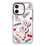 For iPhone 12 Simple Illustration Pattern Full Coverage Phone Case(Rabbit A)