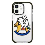 For iPhone 12 Simple Illustration Pattern Full Coverage Phone Case(Puppy C)