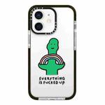 For iPhone 12 Simple Illustration Pattern Full Coverage Phone Case(Green Dinosaur A)