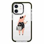 For iPhone 12 Simple Illustration Pattern Full Coverage Phone Case(Piglet)