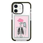 For iPhone 12 Simple Illustration Pattern Full Coverage Phone Case(Skull B)