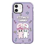 For iPhone 12 mini Simple Illustration Pattern Full Coverage Phone Case(Rabbit B)