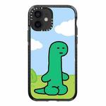 For iPhone 12 mini Simple Illustration Pattern Full Coverage Phone Case(Green Dinosaur C)