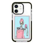 For iPhone 12 mini Simple Illustration Pattern Full Coverage Phone Case(Skull A)